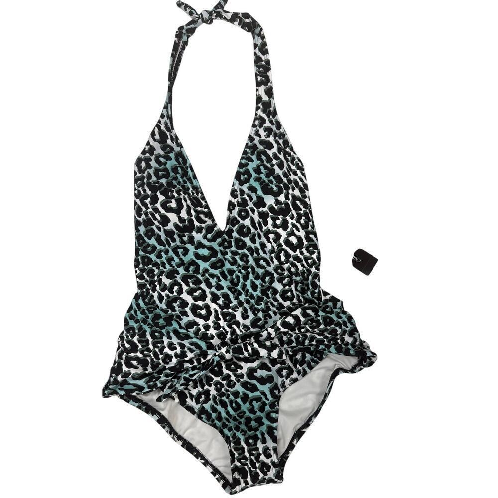 NWT carmen marc valvo 1 pc swimsuit Animal Print Green Black Sz 6